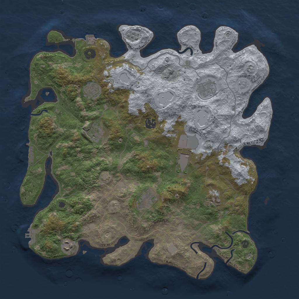 Rust Map: Procedural Map, Size: 4000, Seed: 1033578175, 17 Monuments