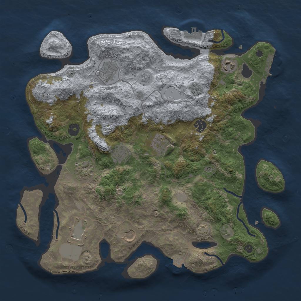 Rust Map: Procedural Map, Size: 3700, Seed: 46588390, 17 Monuments