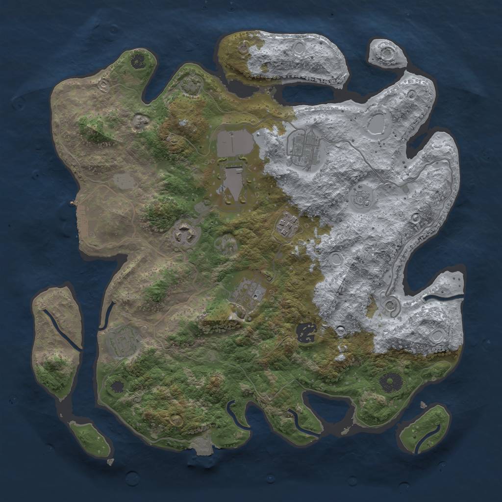 Rust Map: Procedural Map, Size: 3500, Seed: 581341, 14 Monuments