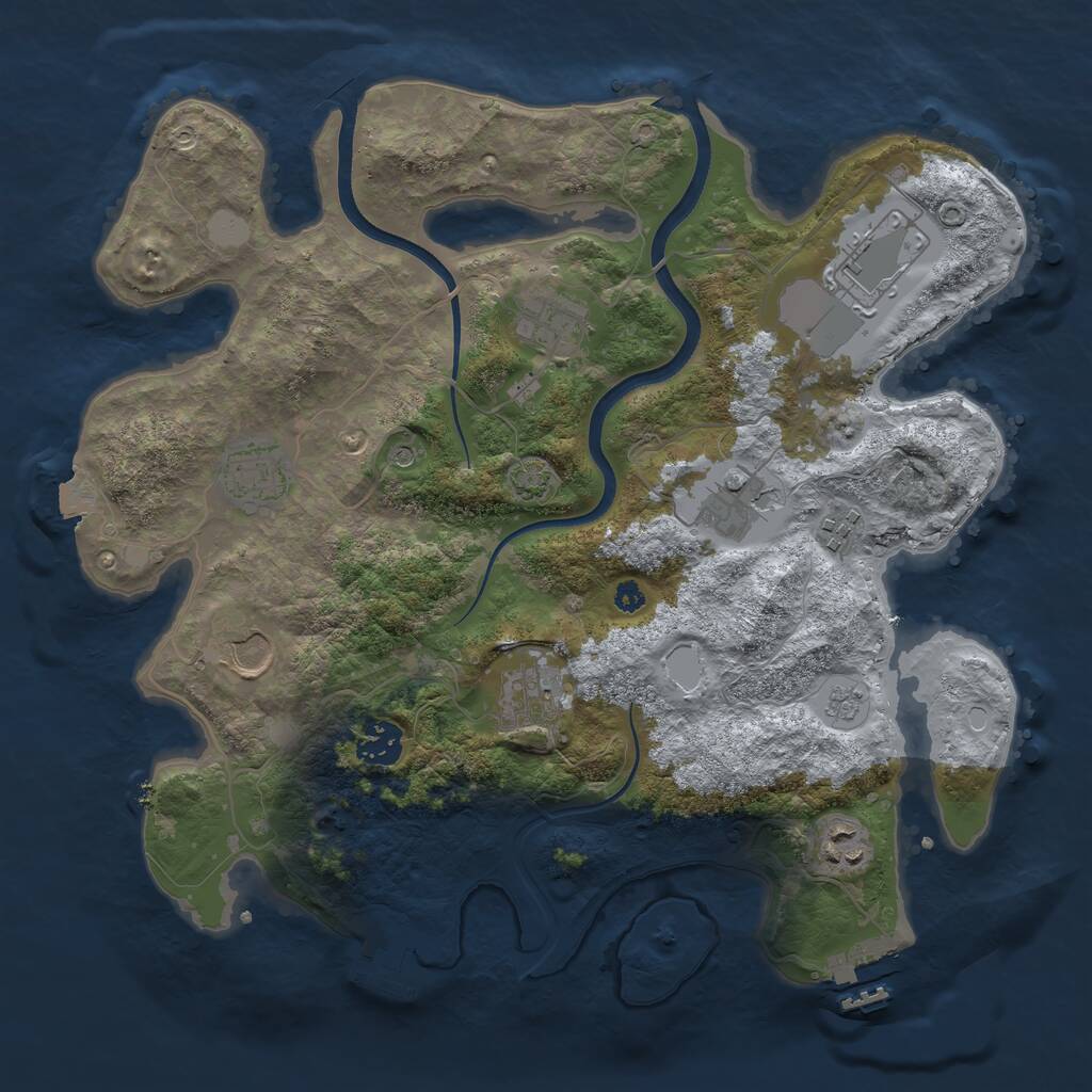 Rust Map: Procedural Map, Size: 3550, Seed: 52132493, 15 Monuments