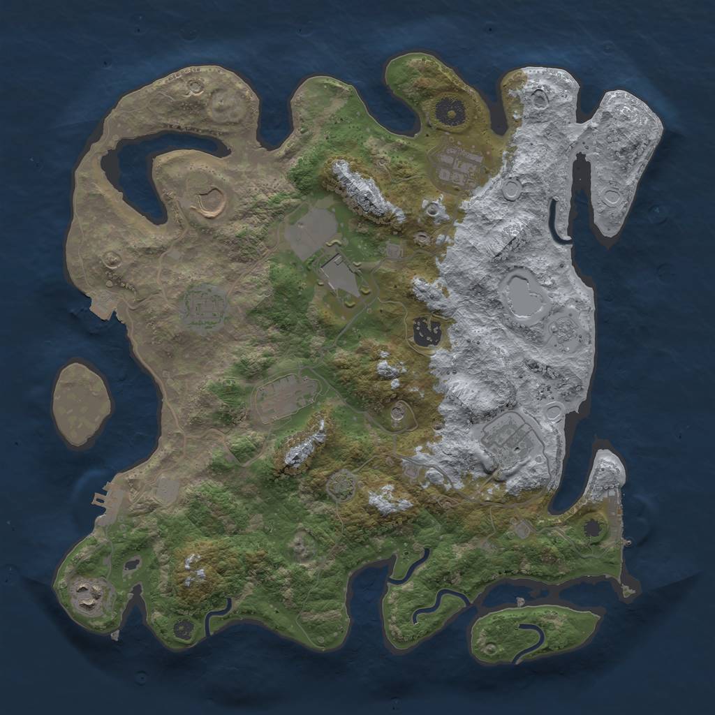 Rust Map: Procedural Map, Size: 3600, Seed: 771347925, 16 Monuments