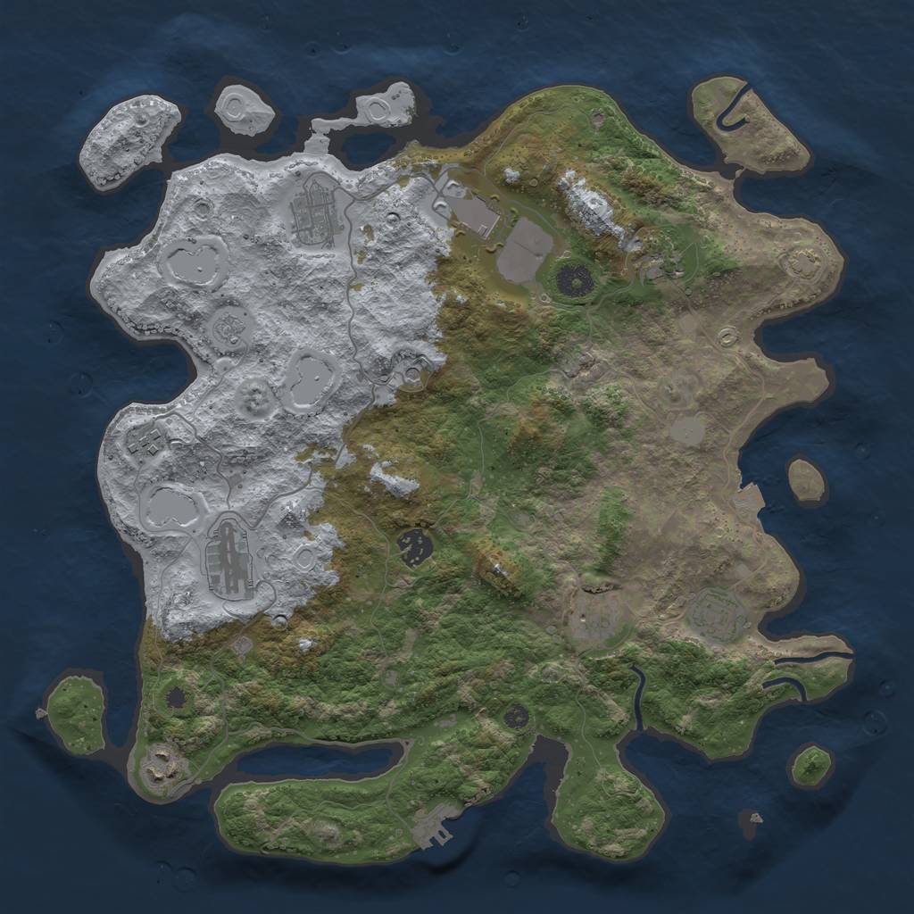 Rust Map: Procedural Map, Size: 3850, Seed: 33267860, 16 Monuments