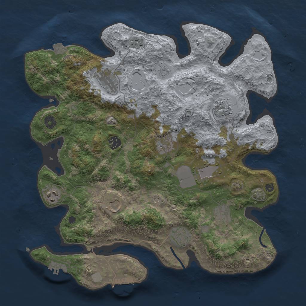 Rust Map: Procedural Map, Size: 3600, Seed: 4505306, 18 Monuments