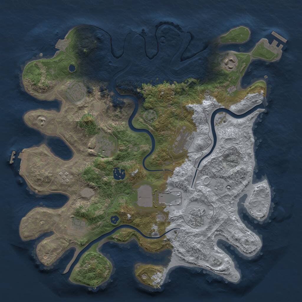 Rust Map: Procedural Map, Size: 3600, Seed: 28641762, 15 Monuments