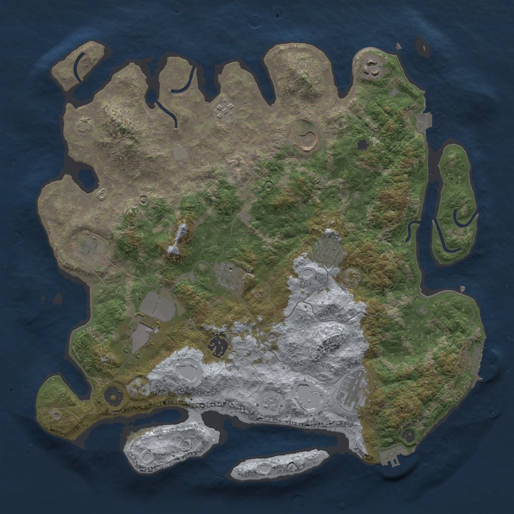 Rust Map: Procedural Map, Size: 3950, Seed: 18025606, 17 Monuments
