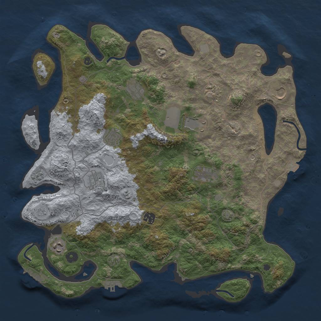 Rust Map: Procedural Map, Size: 4100, Seed: 82587496, 18 Monuments
