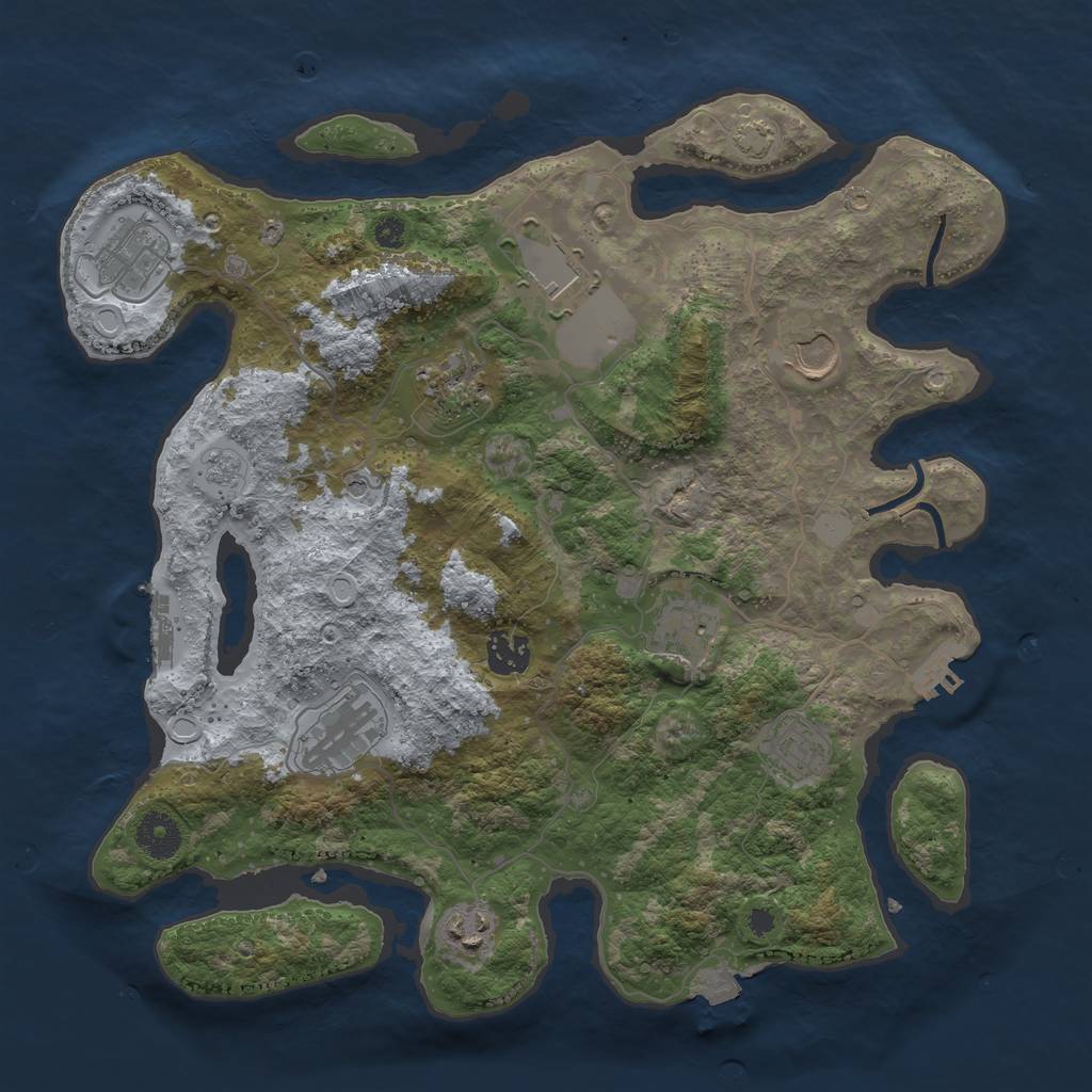 Rust Map: Procedural Map, Size: 3600, Seed: 77096025, 17 Monuments