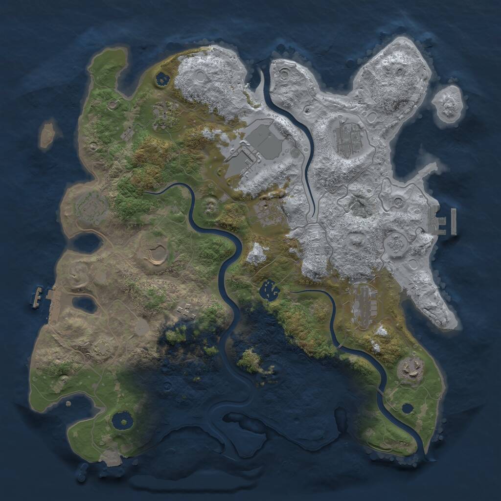 Rust Map: Procedural Map, Size: 3750, Seed: 14986886, 16 Monuments