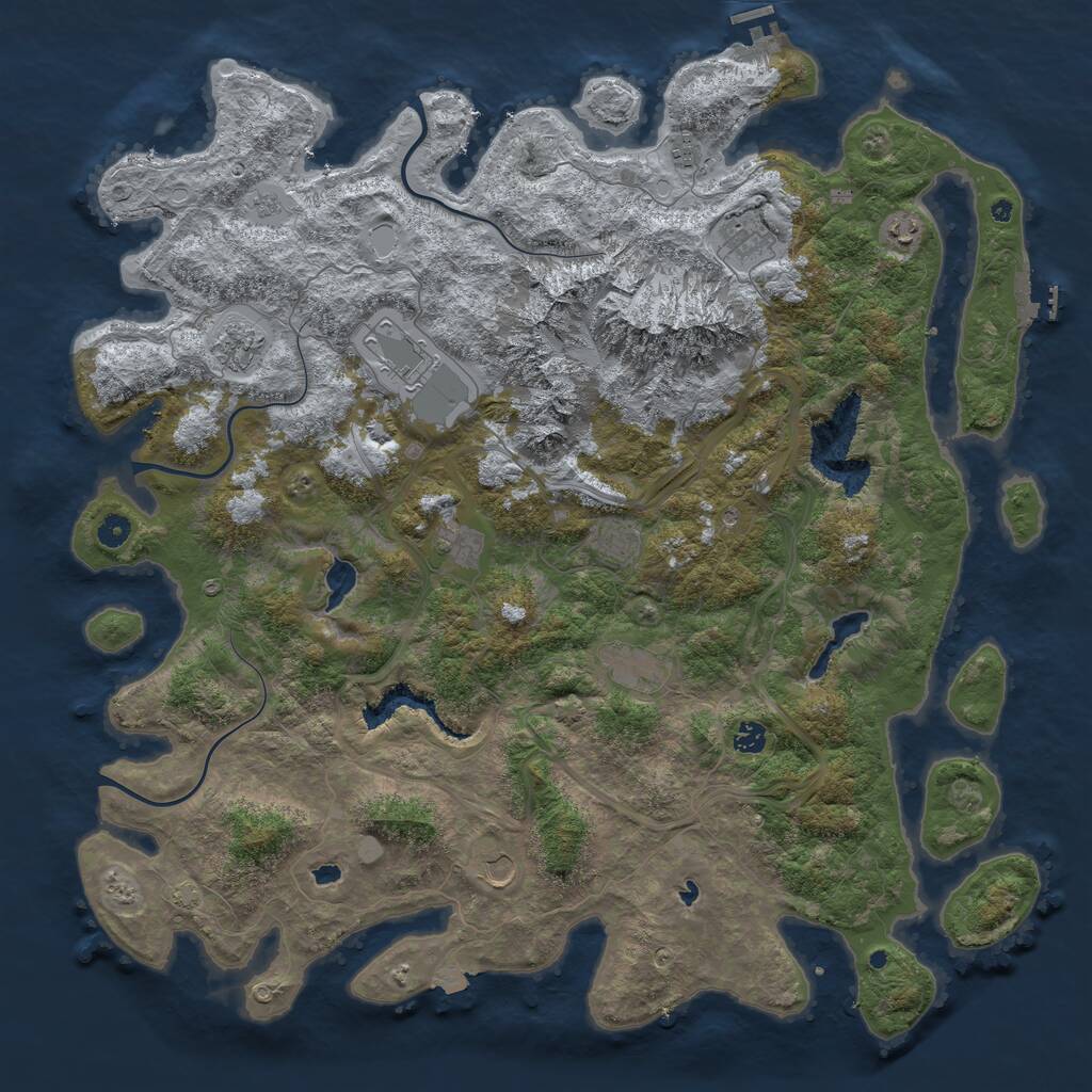 Rust Map: Procedural Map, Size: 5000, Seed: 10112023, 16 Monuments