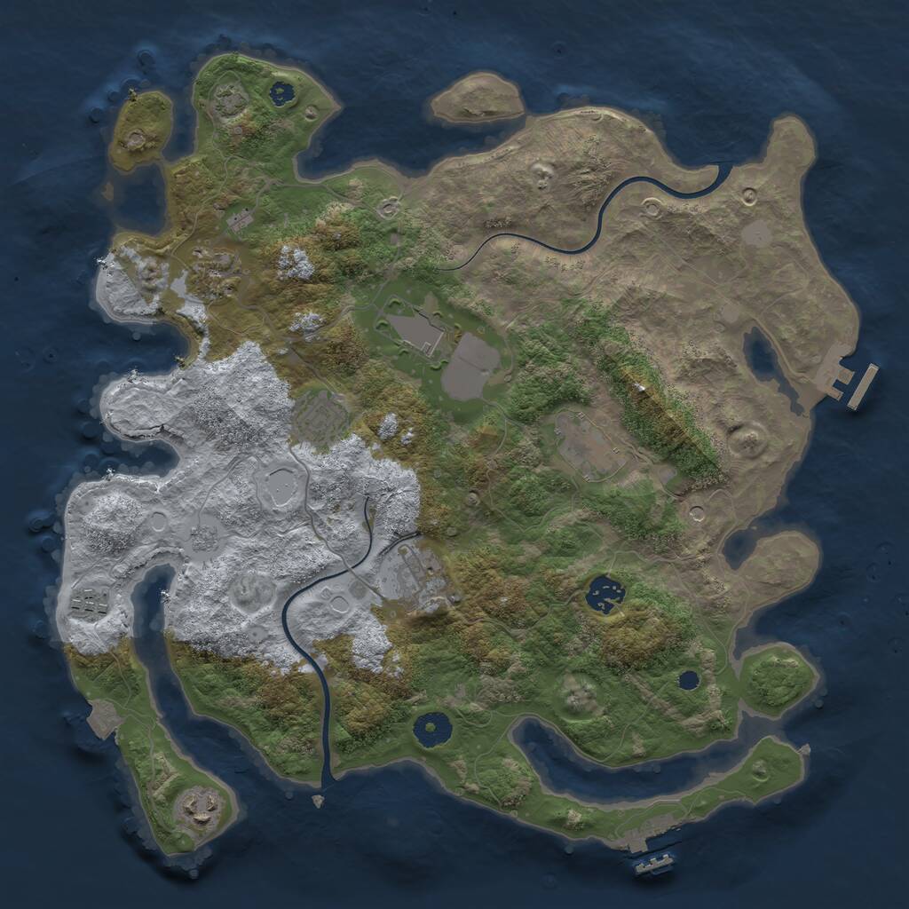 Rust Map: Procedural Map, Size: 3750, Seed: 77327734, 14 Monuments