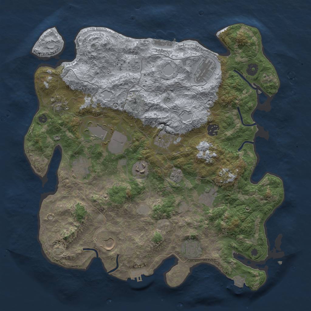 Rust Map: Procedural Map, Size: 3800, Seed: 46694844, 19 Monuments
