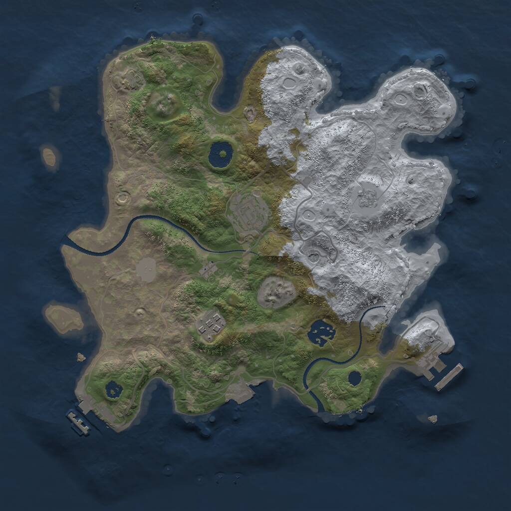 Rust Map: Procedural Map, Size: 3000, Seed: 1725863, 9 Monuments