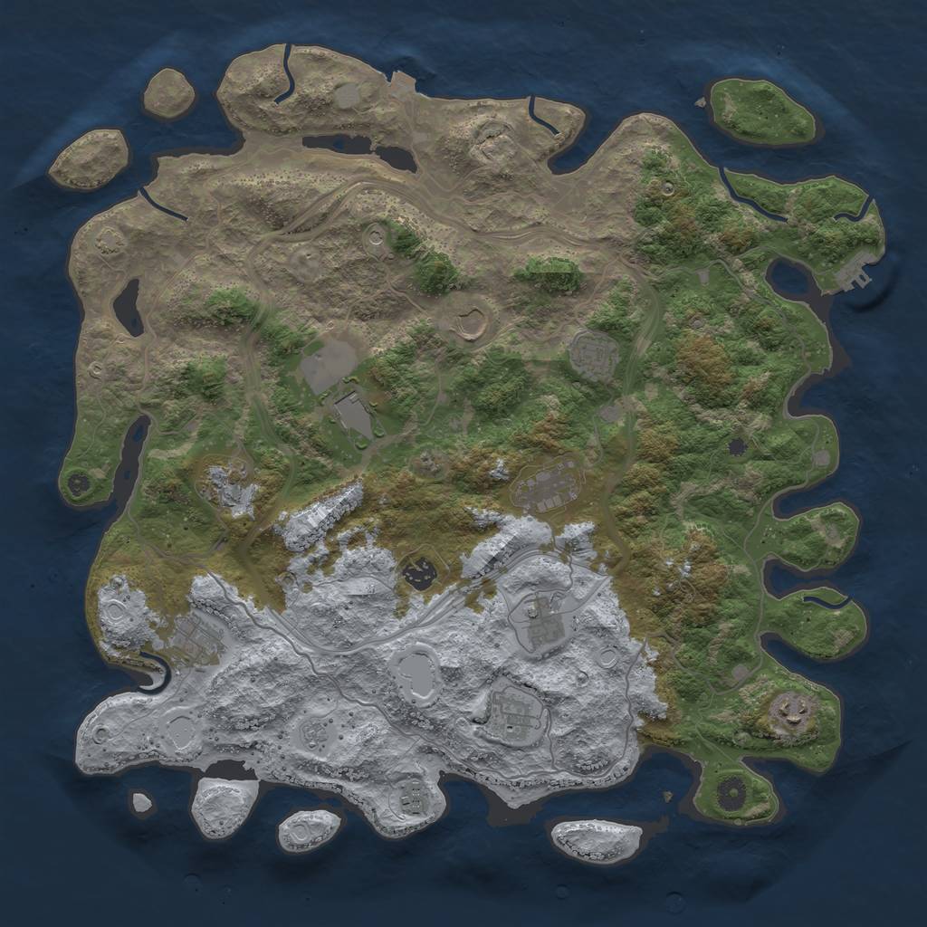 Rust Map: Procedural Map, Size: 4400, Seed: 8434657, 18 Monuments
