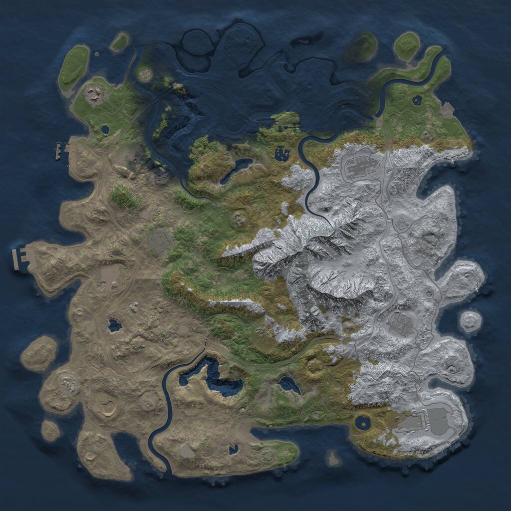 Rust Map: Procedural Map, Size: 5000, Seed: 493276, 17 Monuments