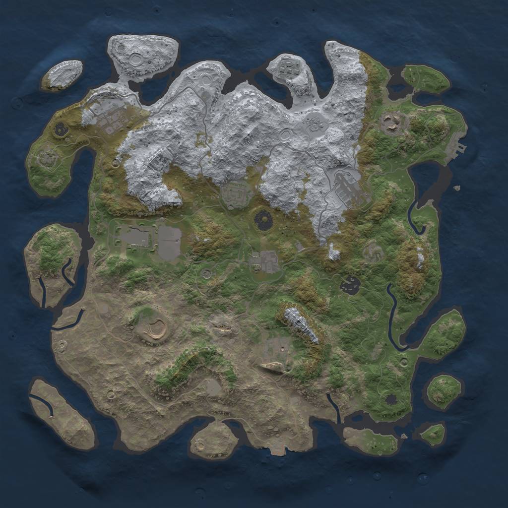 Rust Map: Procedural Map, Size: 3950, Seed: 57819428, 17 Monuments