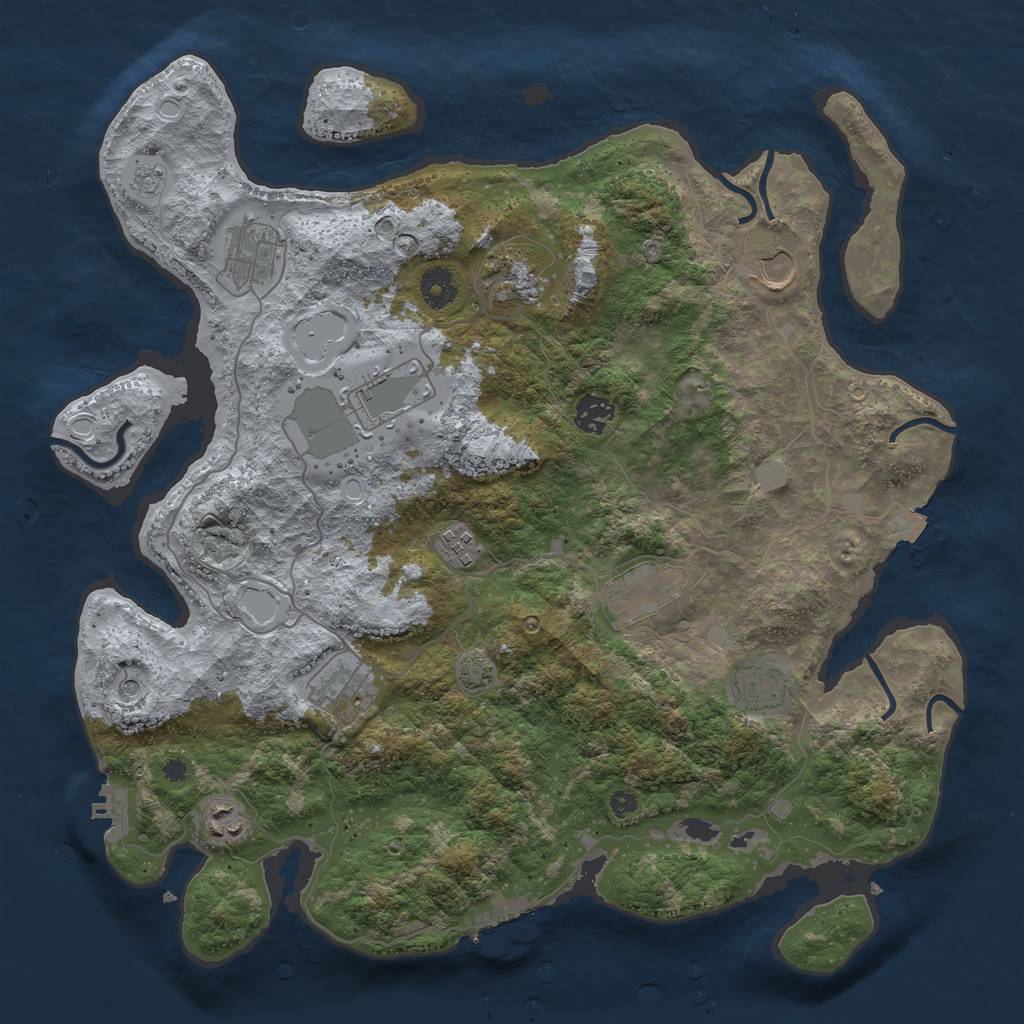 Rust Map: Procedural Map, Size: 3900, Seed: 49013325, 18 Monuments