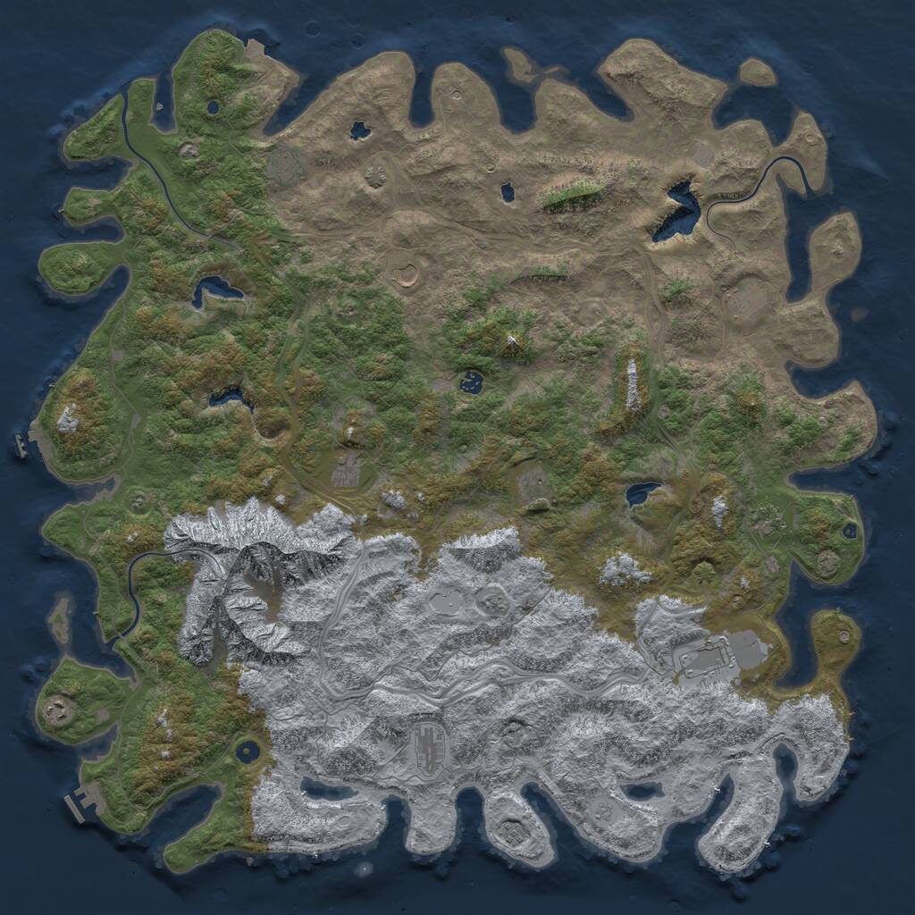 Rust Map: Procedural Map, Size: 6000, Seed: 1342424785, 17 Monuments