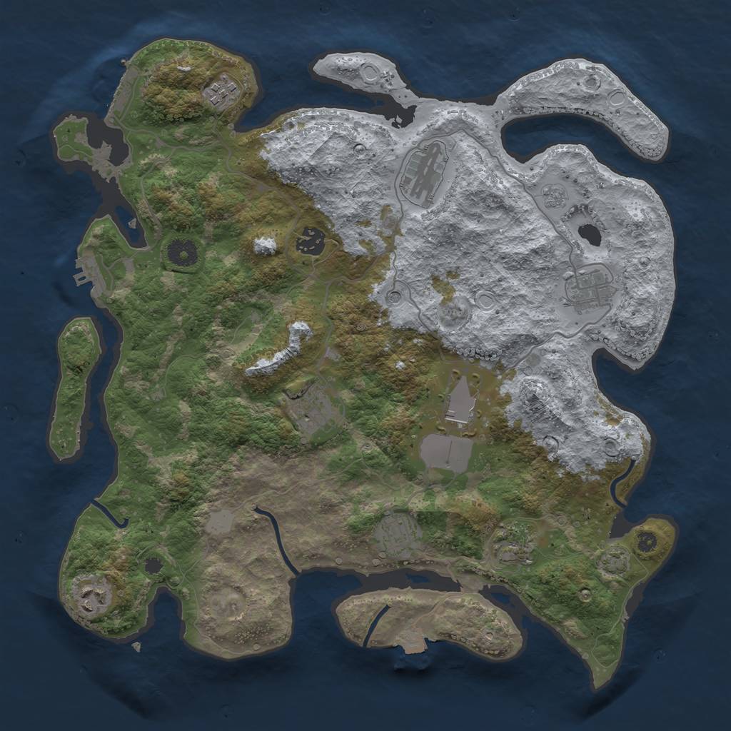 Rust Map: Procedural Map, Size: 3750, Seed: 76241075, 17 Monuments