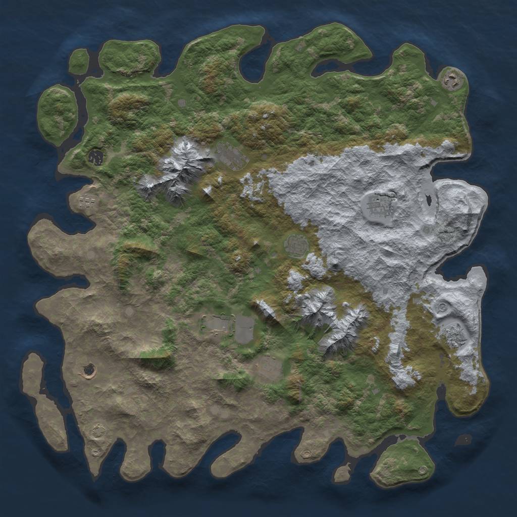 Rust Map: Barren, Size: 5000, Seed: 1716801796, 14 Monuments