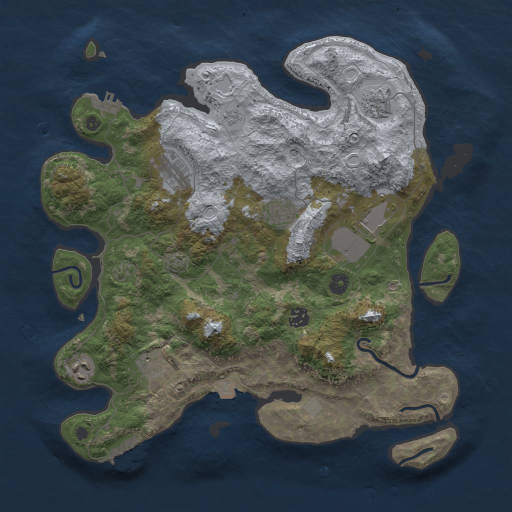 Rust Map: Procedural Map, Size: 3650, Seed: 2133672602, 15 Monuments