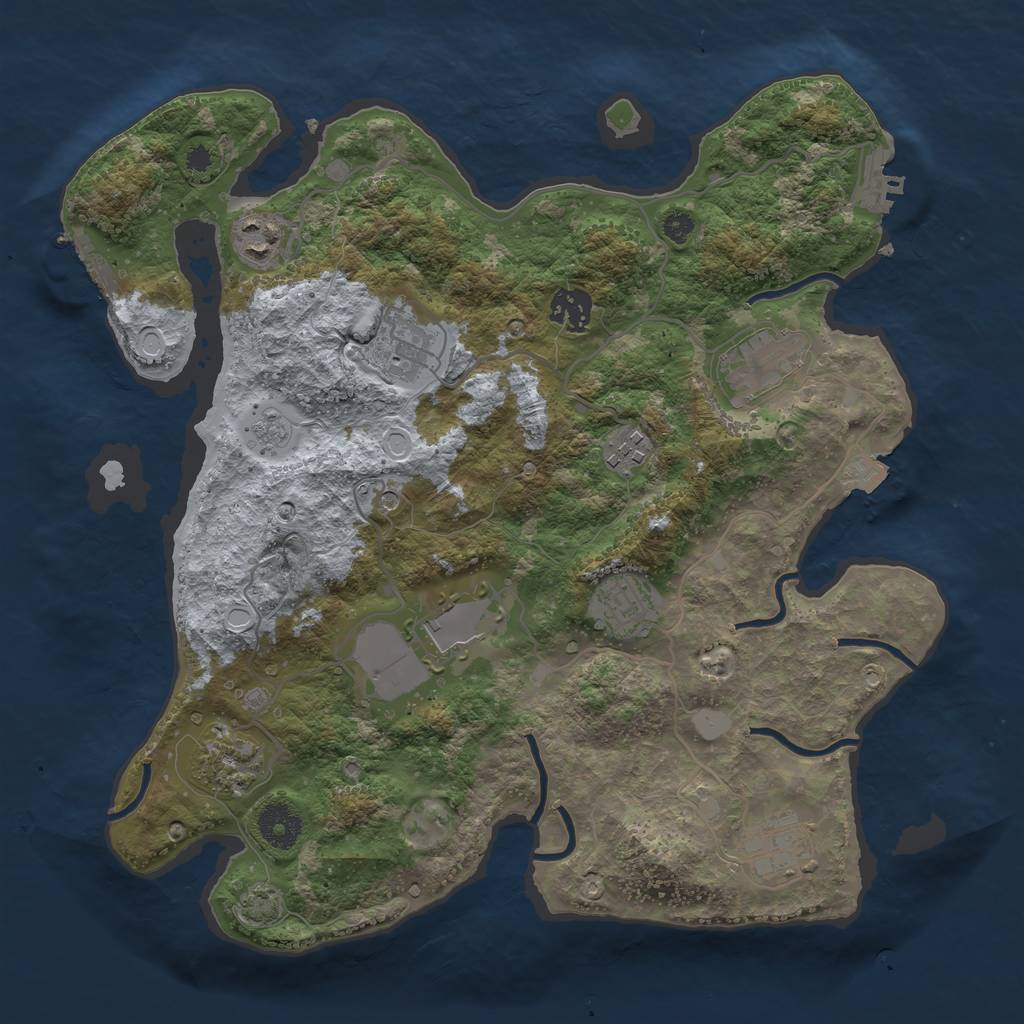 Rust Map: Procedural Map, Size: 3500, Seed: 803685848, 17 Monuments