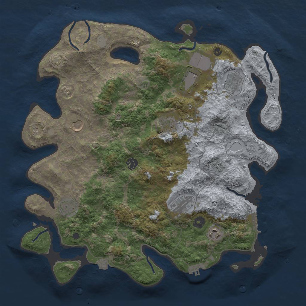 Rust Map: Procedural Map, Size: 3850, Seed: 59787255, 17 Monuments
