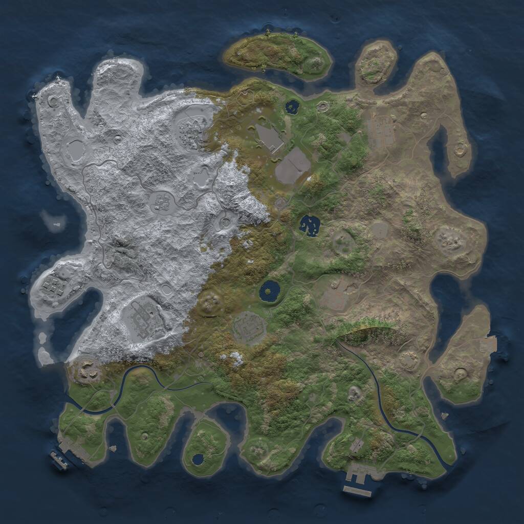 Rust Map: Procedural Map, Size: 3750, Seed: 1079079547, 15 Monuments