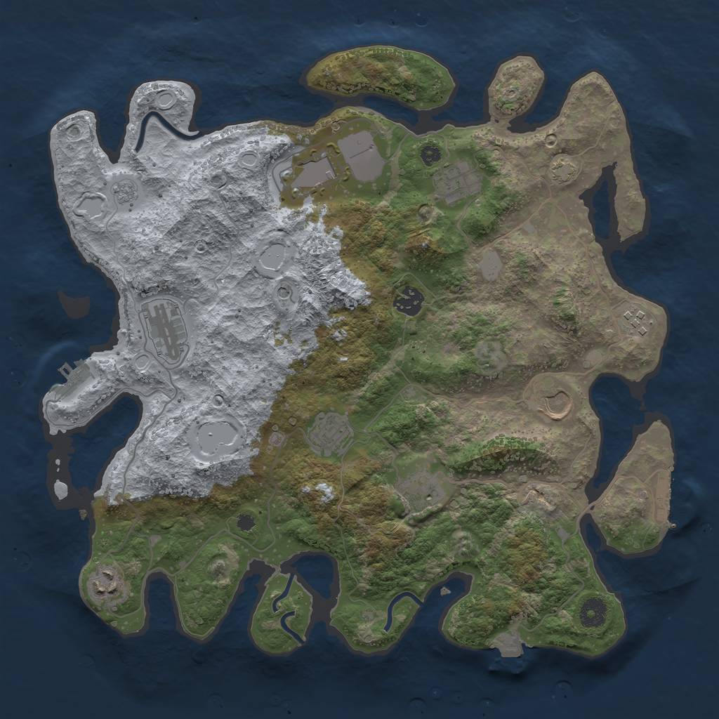 Rust Map: Procedural Map, Size: 3750, Seed: 1079079547, 17 Monuments