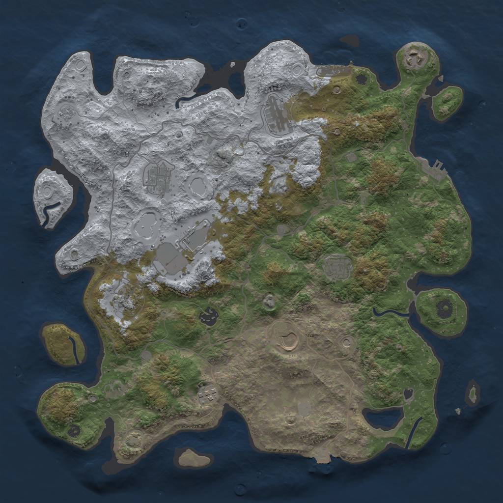 Rust Map: Procedural Map, Size: 4096, Seed: 1777249450, 17 Monuments