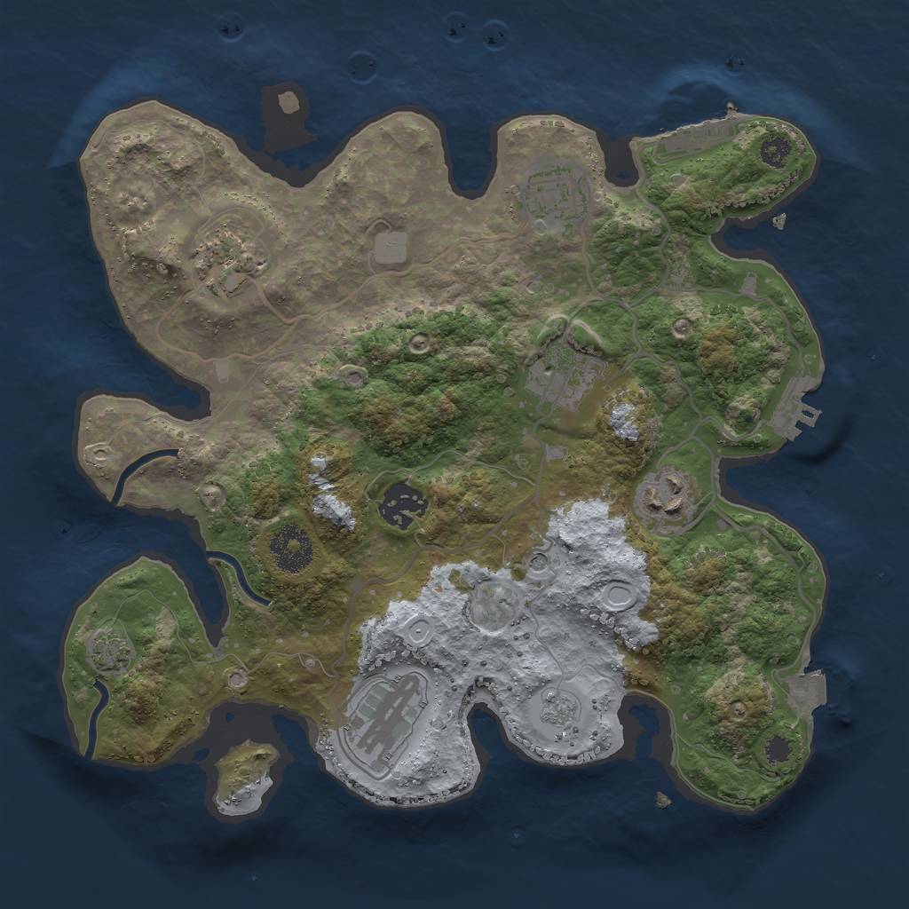 Rust Map: Procedural Map, Size: 3000, Seed: 516801921, 14 Monuments