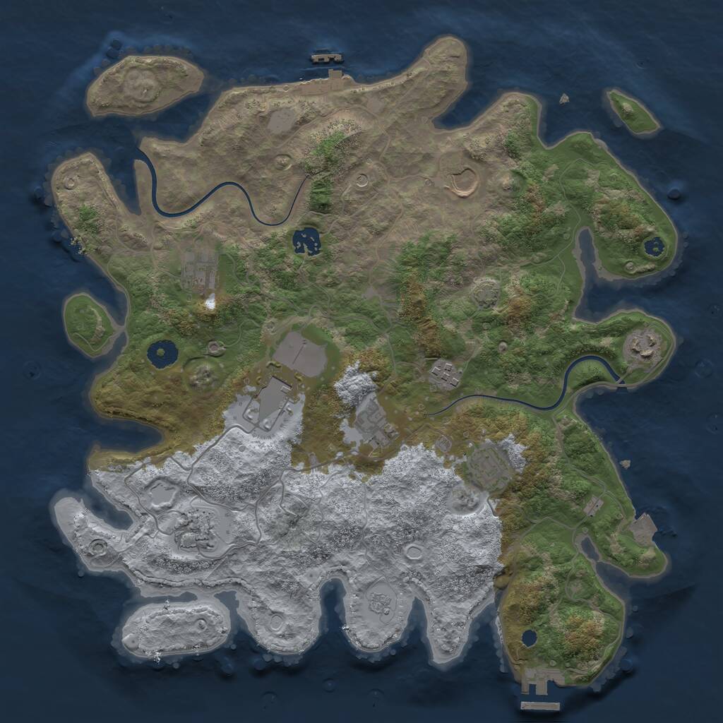 Rust Map: Procedural Map, Size: 3750, Seed: 921485396, 15 Monuments