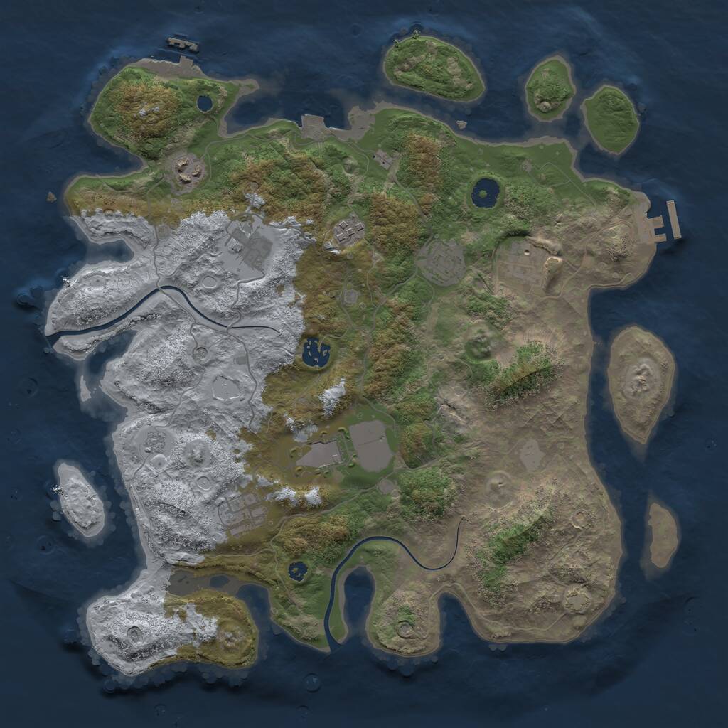 Rust Map: Procedural Map, Size: 3800, Seed: 10208553, 14 Monuments
