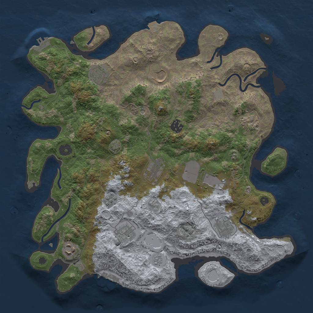 Rust Map: Procedural Map, Size: 3800, Seed: 61625543, 18 Monuments