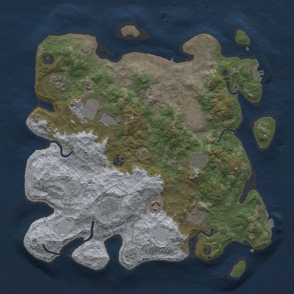 Rust Map: Procedural Map, Size: 3800, Seed: 42998215, 17 Monuments