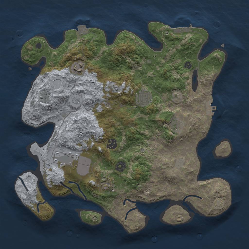 Rust Map: Procedural Map, Size: 3500, Seed: 13879243, 15 Monuments