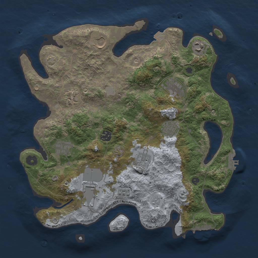 Rust Map: Procedural Map, Size: 3500, Seed: 668131082, 18 Monuments