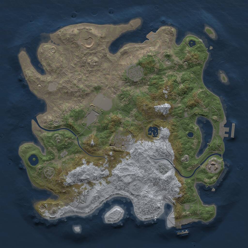 Rust Map: Procedural Map, Size: 3500, Seed: 668131082, 14 Monuments