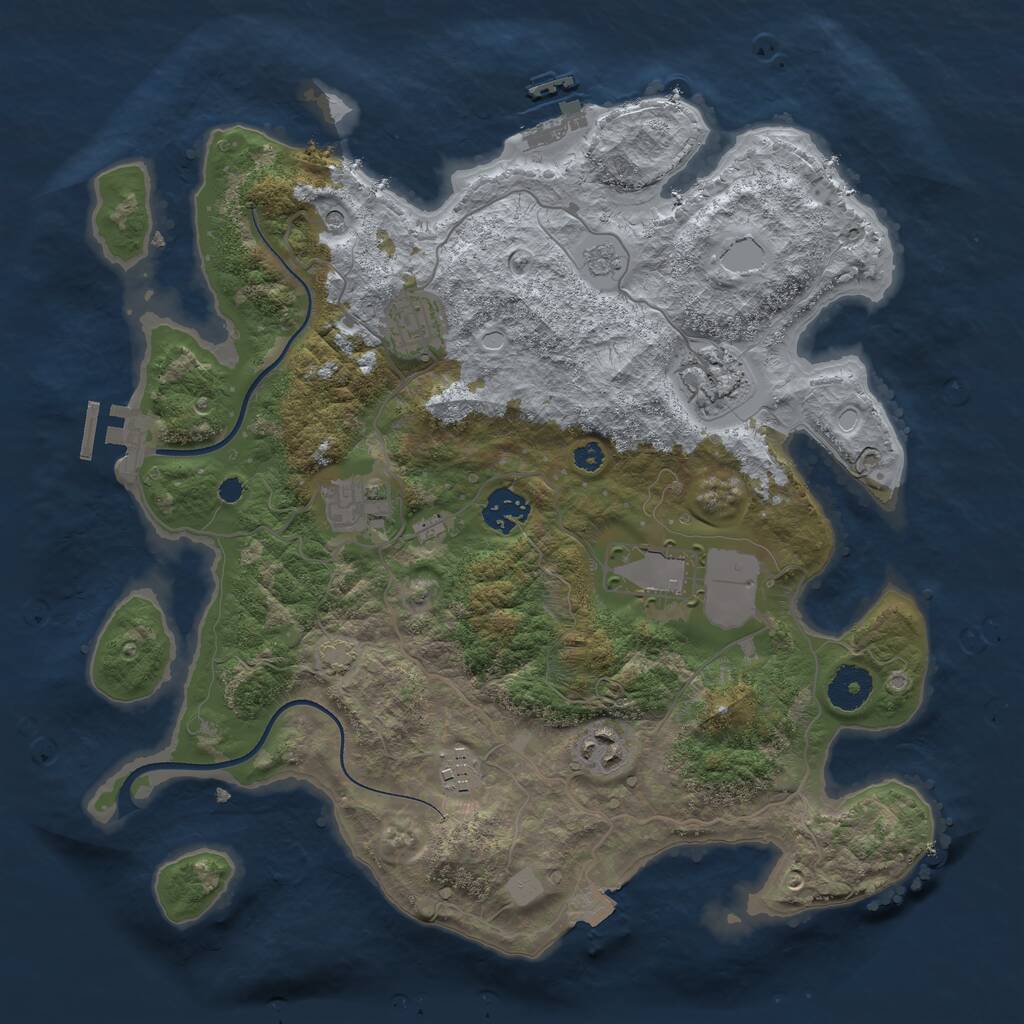 Rust Map: Procedural Map, Size: 3500, Seed: 14721925, 13 Monuments