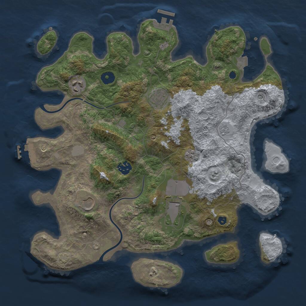 Rust Map: Procedural Map, Size: 3500, Seed: 97918981, 12 Monuments