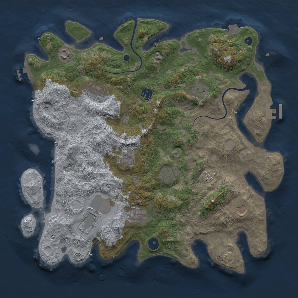 Rust Map: Procedural Map, Size: 3950, Seed: 40752593, 16 Monuments