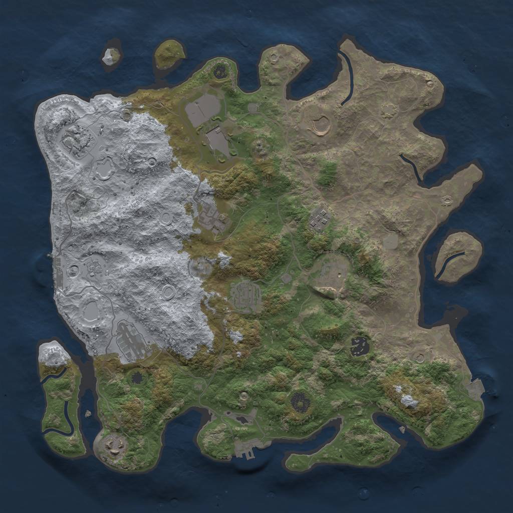 Rust Map: Procedural Map, Size: 3850, Seed: 42118236, 18 Monuments
