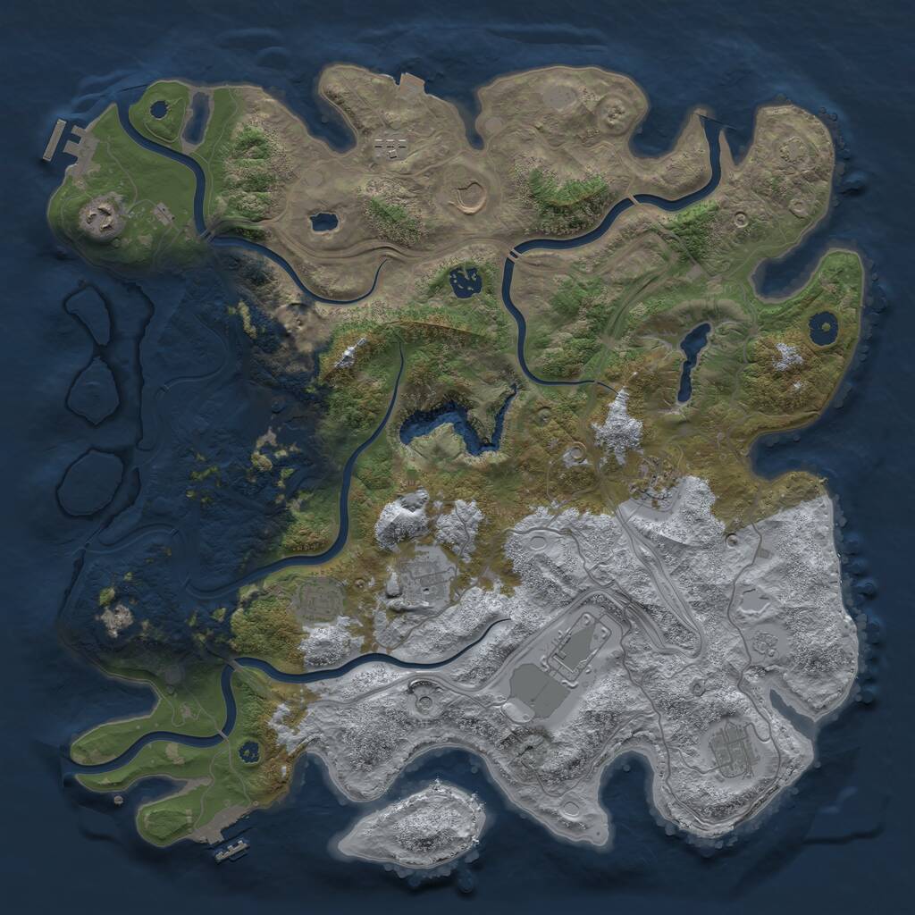 Rust Map: Procedural Map, Size: 4300, Seed: 33562648, 16 Monuments