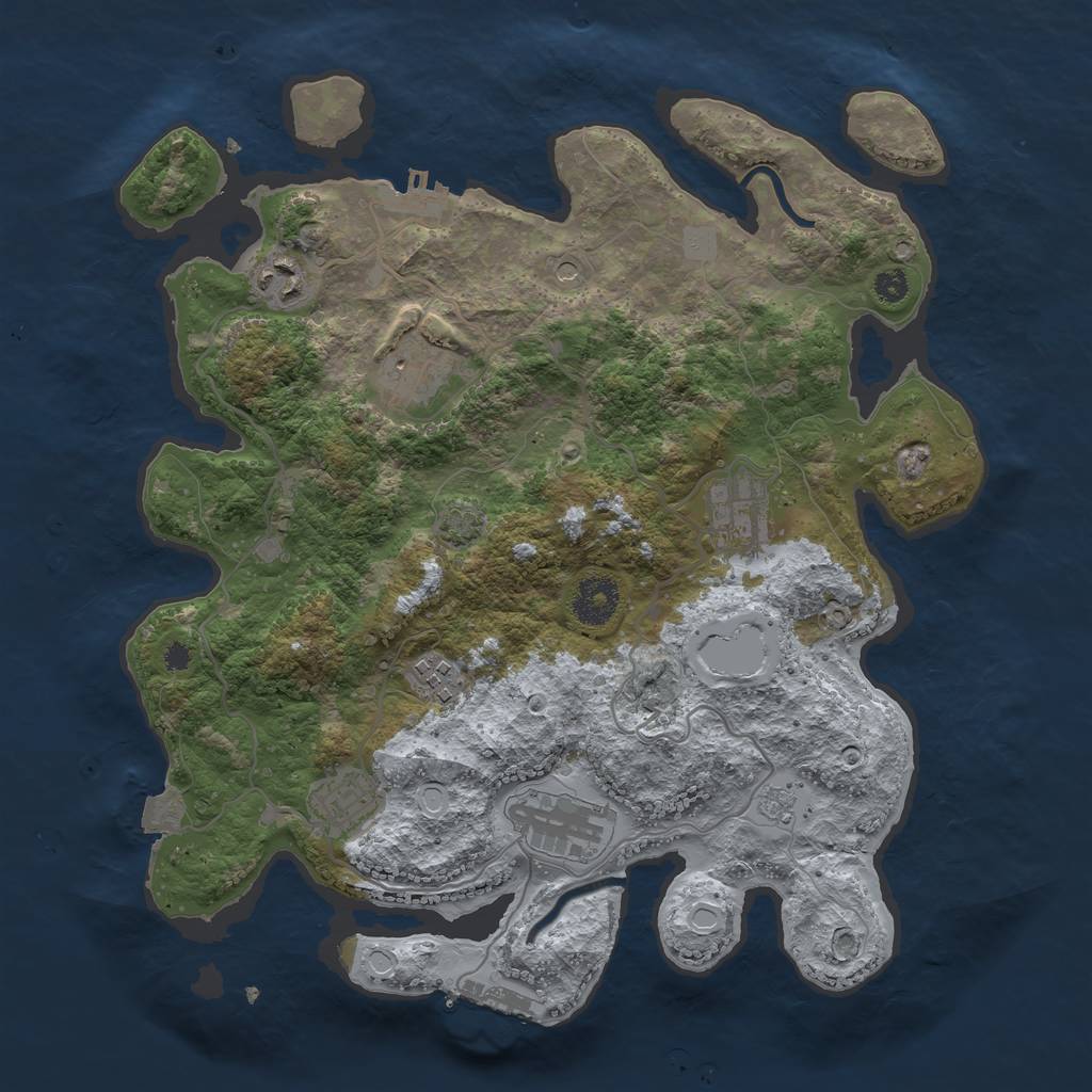 Rust Map: Procedural Map, Size: 3400, Seed: 12468593, 14 Monuments