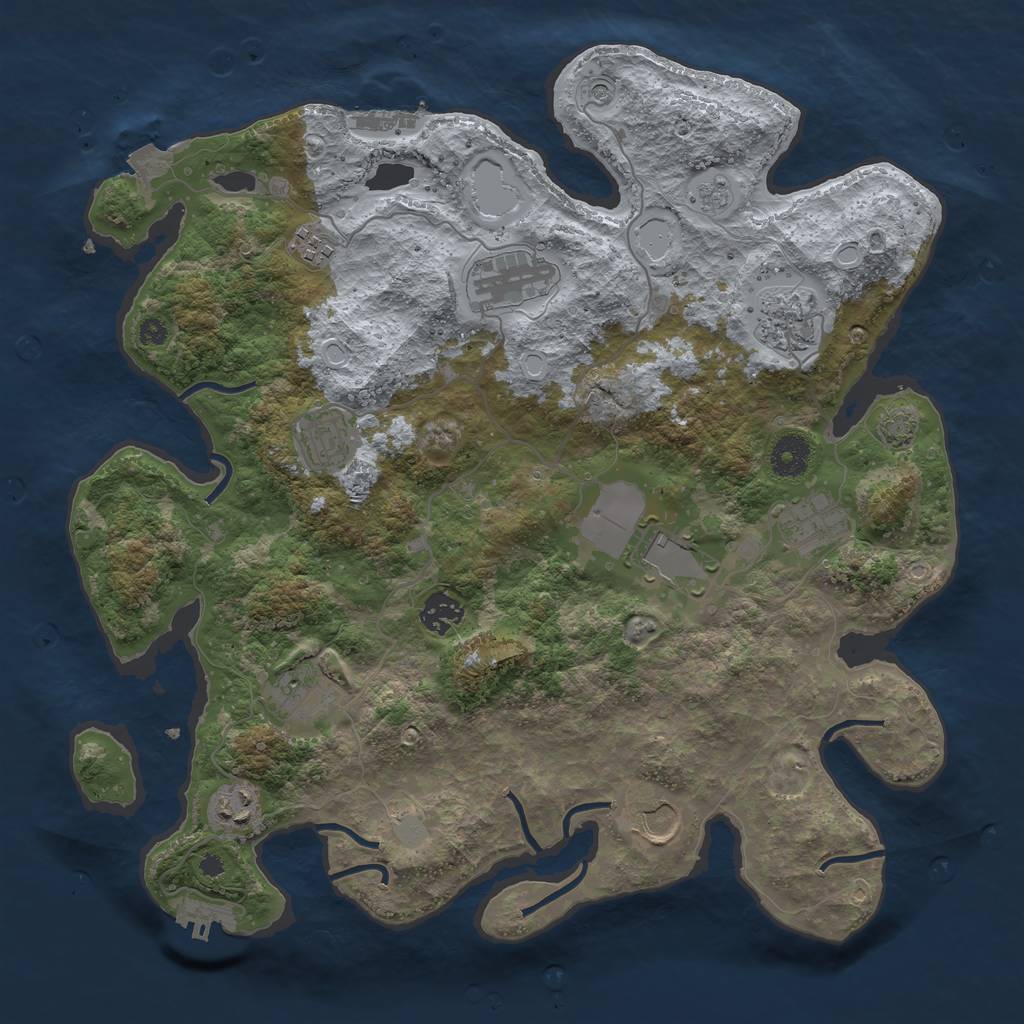 Rust Map: Procedural Map, Size: 3750, Seed: 31545601, 18 Monuments