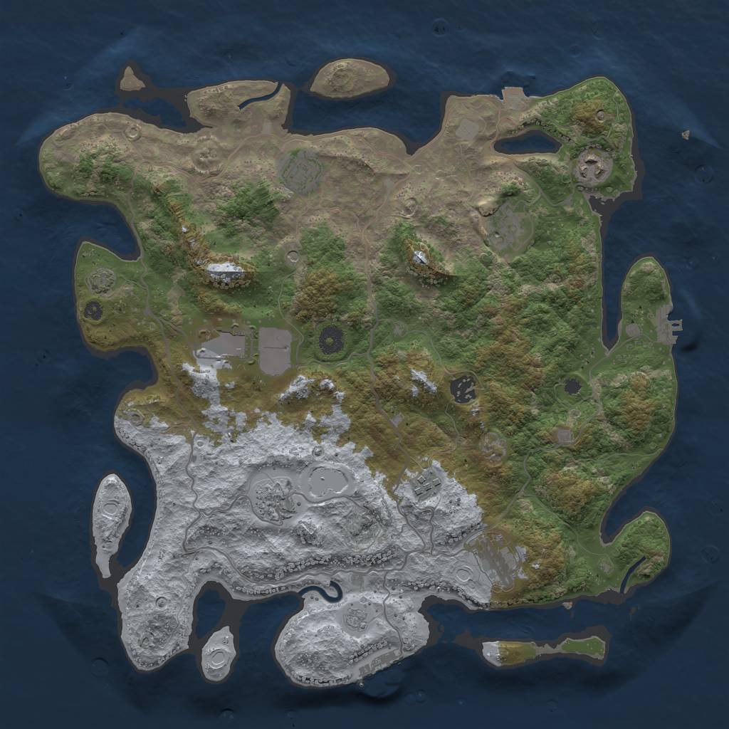 Rust Map: Procedural Map, Size: 4000, Seed: 48432, 16 Monuments