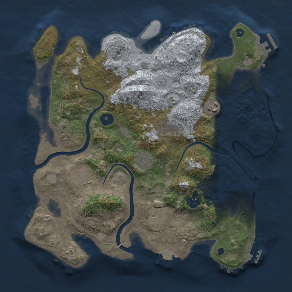 Rust Map: Procedural Map, Size: 3450, Seed: 25993112, 13 Monuments