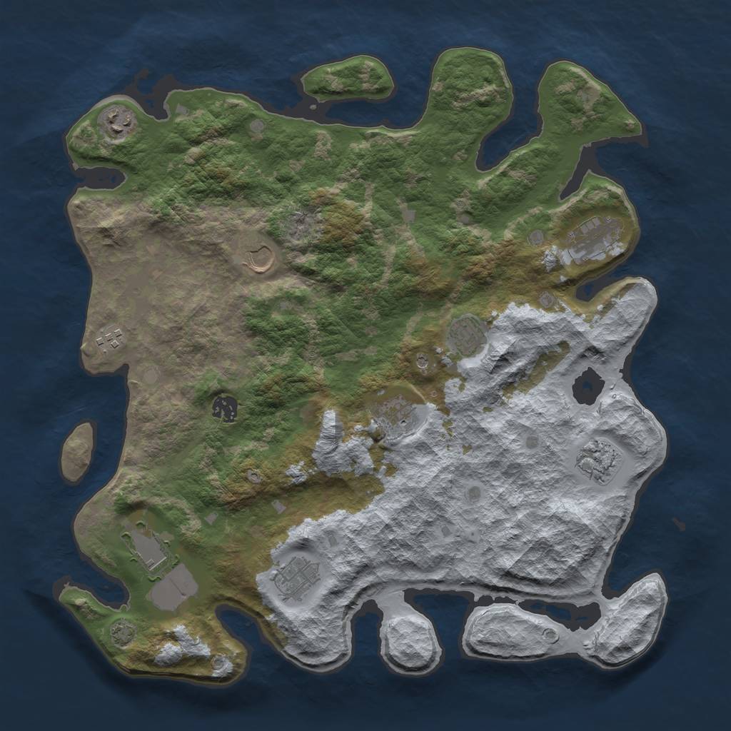 Rust Map: Barren, Size: 4100, Seed: 36989030, 14 Monuments