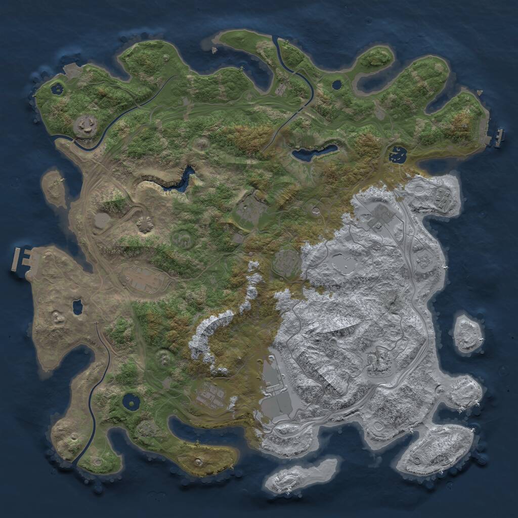 Rust Map: Procedural Map, Size: 4400, Seed: 71996694, 16 Monuments