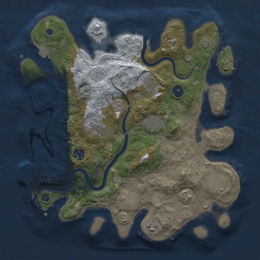Rust Map: Procedural Map, Size: 3450, Seed: 39991756, 13 Monuments