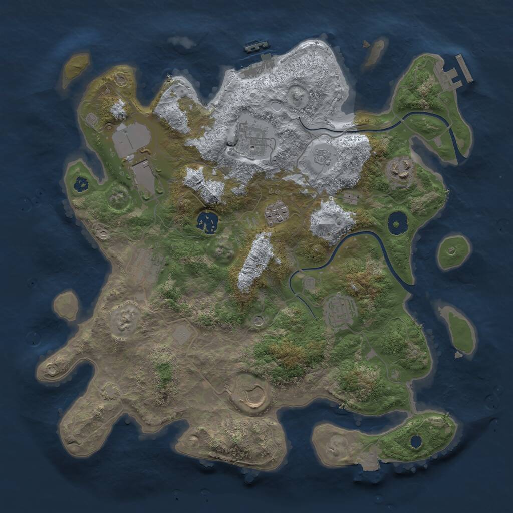 Rust Map: Procedural Map, Size: 3500, Seed: 45495611, 14 Monuments